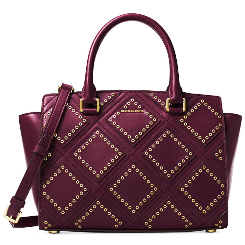 Michael Kors Selma Diamond Grommet Plum satchel